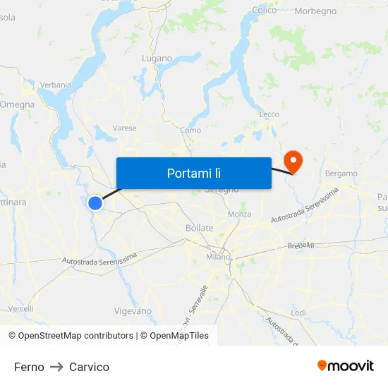 Ferno to Carvico map