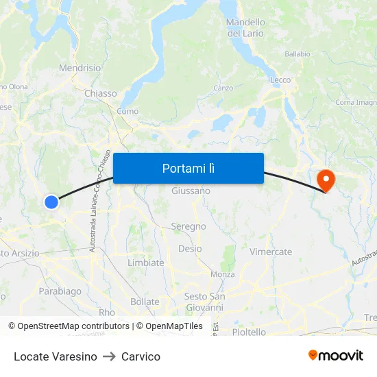 Locate Varesino to Carvico map