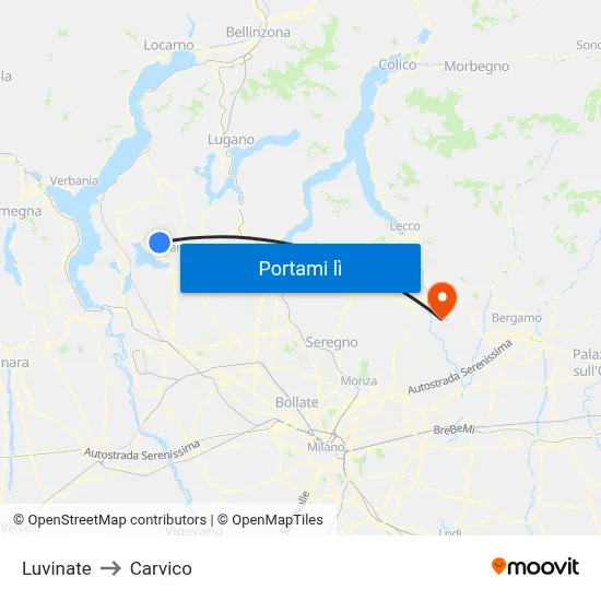 Luvinate to Carvico map