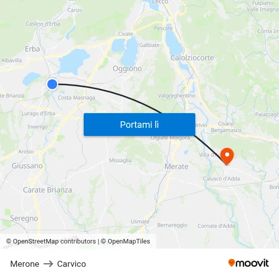 Merone to Carvico map