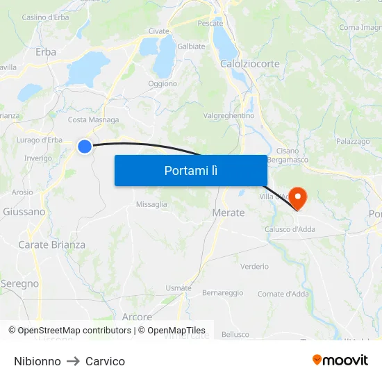 Nibionno to Carvico map