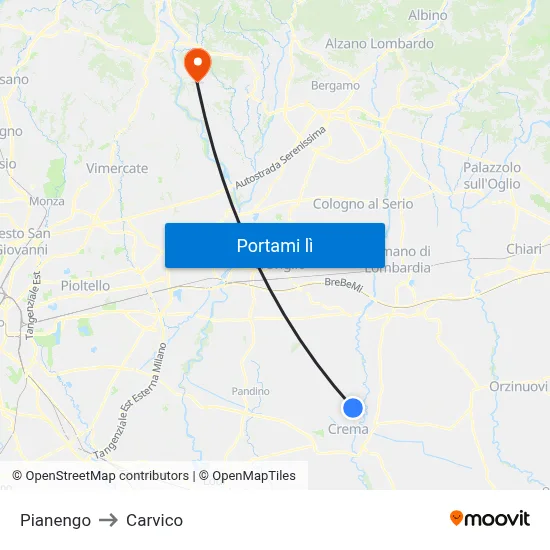 Pianengo to Carvico map