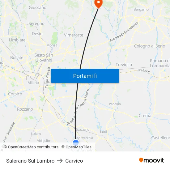 Salerano Sul Lambro to Carvico map