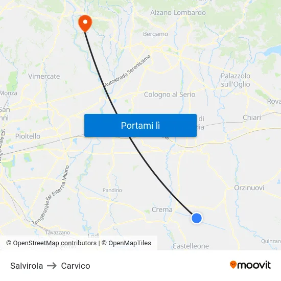 Salvirola to Carvico map