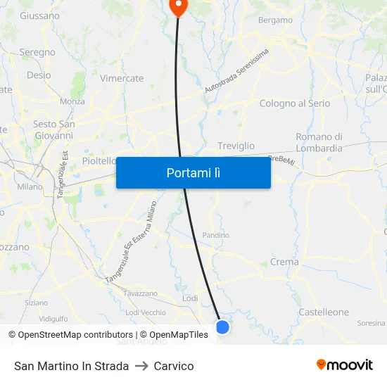 San Martino In Strada to Carvico map