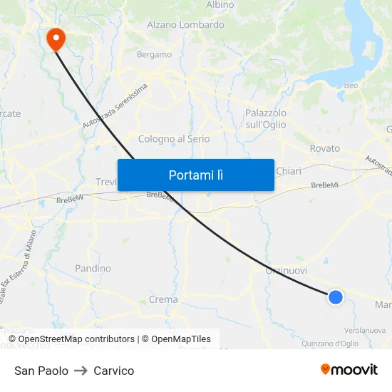 San Paolo to Carvico map