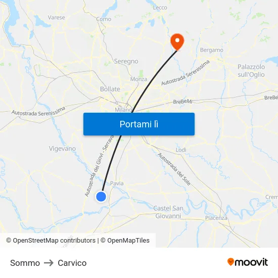 Sommo to Carvico map