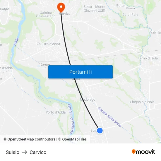Suisio to Carvico map
