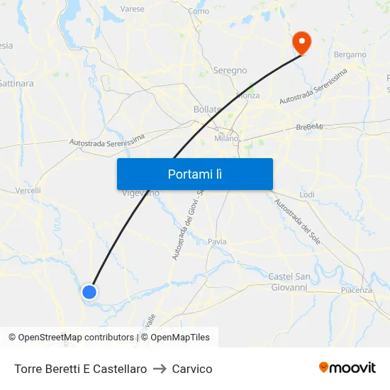 Torre Beretti E Castellaro to Carvico map