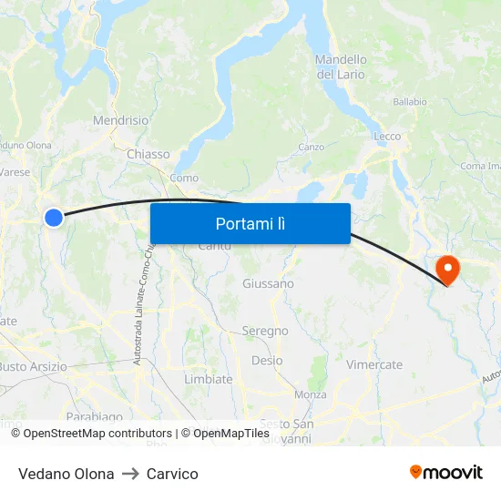 Vedano Olona to Carvico map