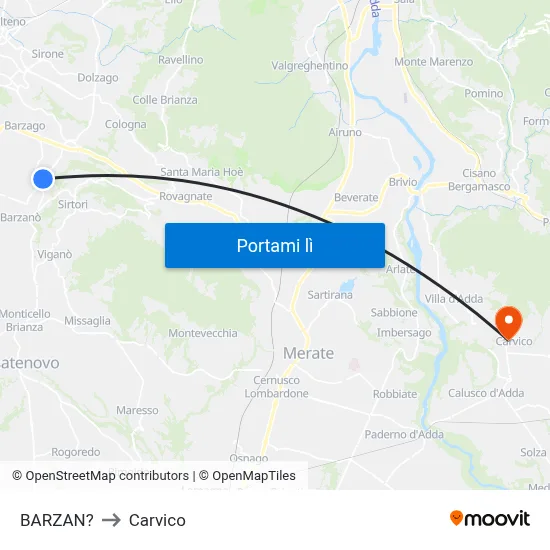 BARZAN? to Carvico map