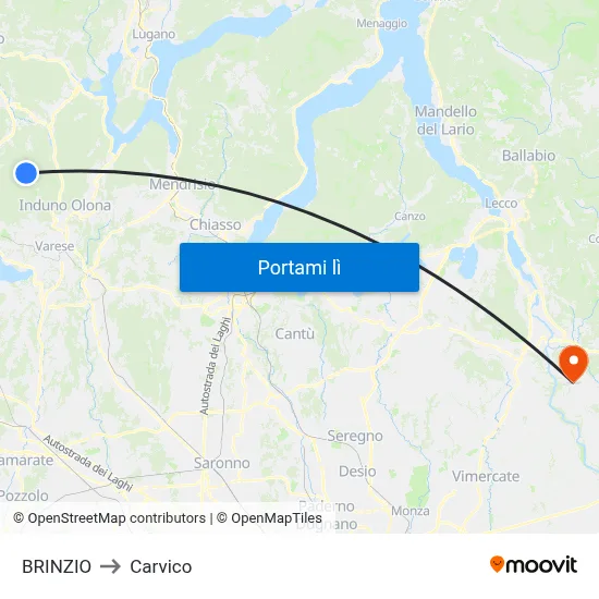 BRINZIO to Carvico map