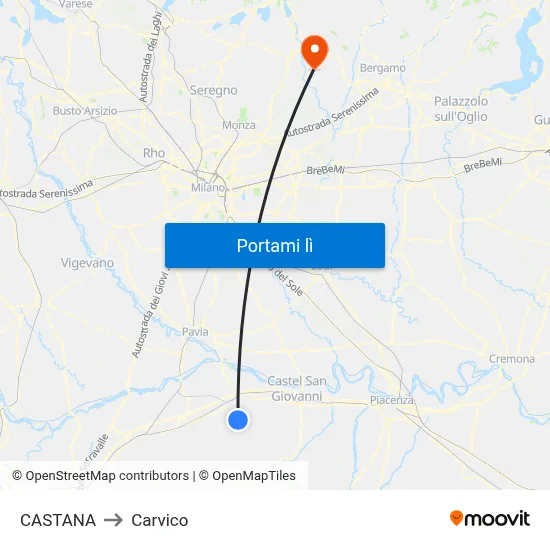 CASTANA to Carvico map