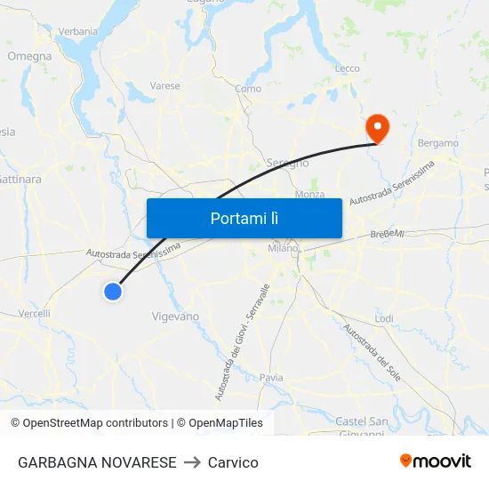 GARBAGNA NOVARESE to Carvico map