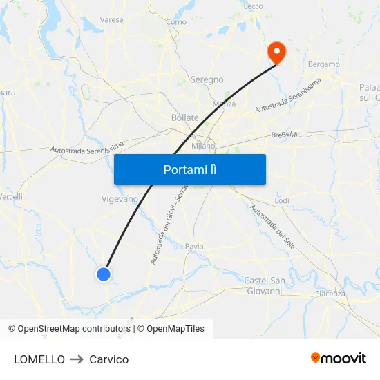 LOMELLO to Carvico map