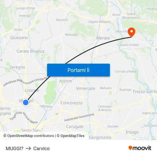 MUGGI? to Carvico map