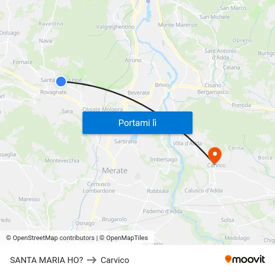 SANTA MARIA HO? to Carvico map