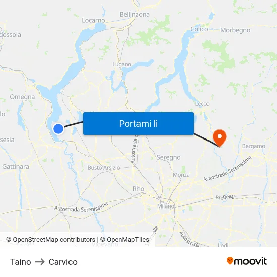 Taino to Carvico map