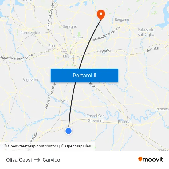 Oliva Gessi to Carvico map