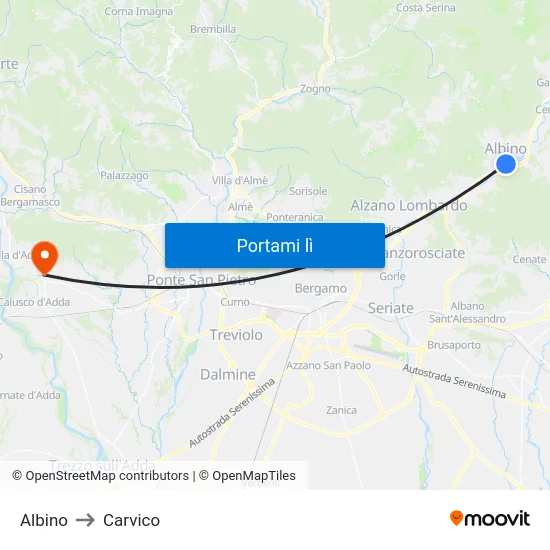 Albino to Carvico map