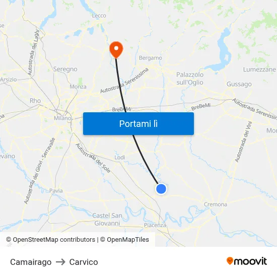 Camairago to Carvico map