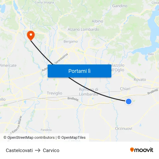 Castelcovati to Carvico map
