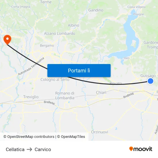 Cellatica to Carvico map