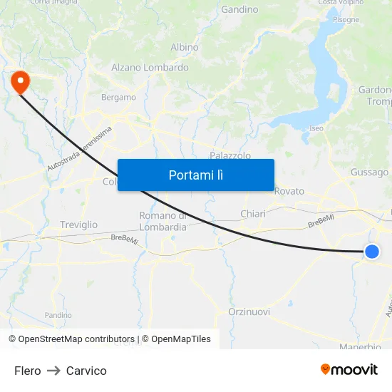 Flero to Carvico map