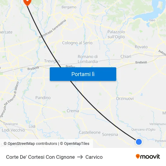 Corte De' Cortesi Con Cignone to Carvico map