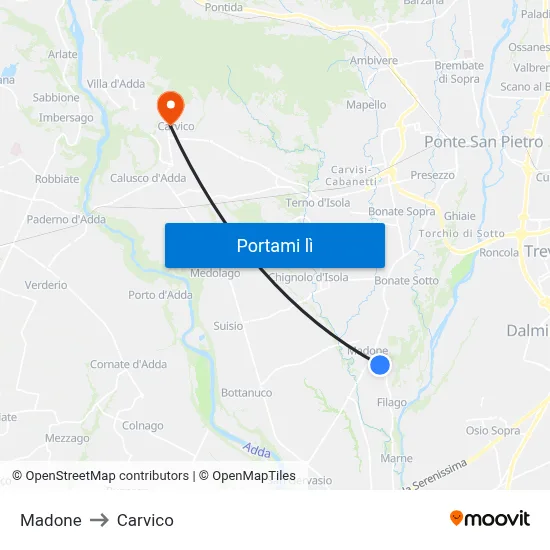 Madone to Carvico map