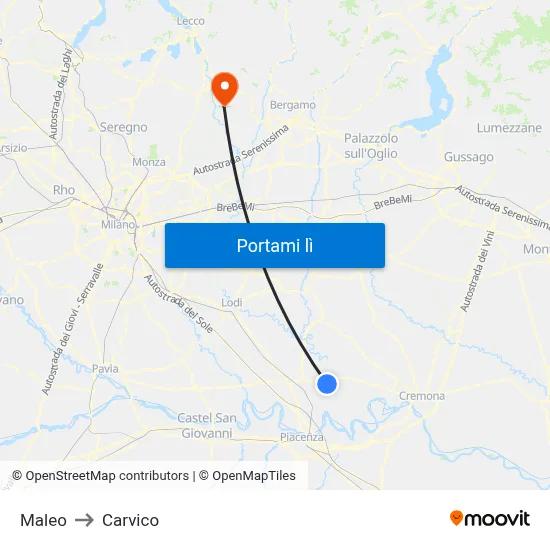 Maleo to Carvico map