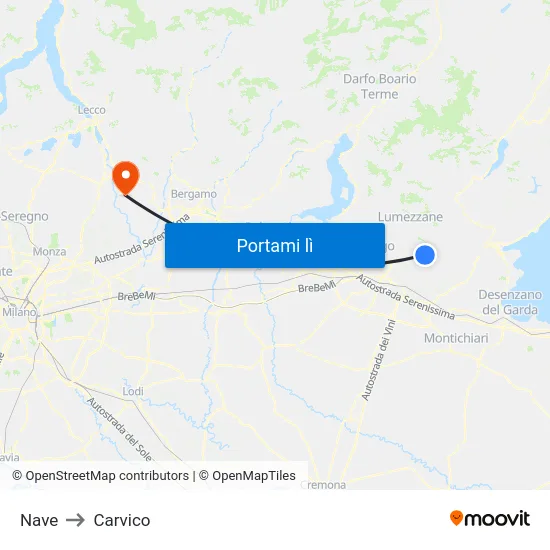 Nave to Carvico map