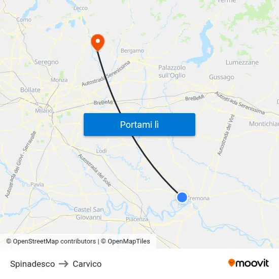 Spinadesco to Carvico map