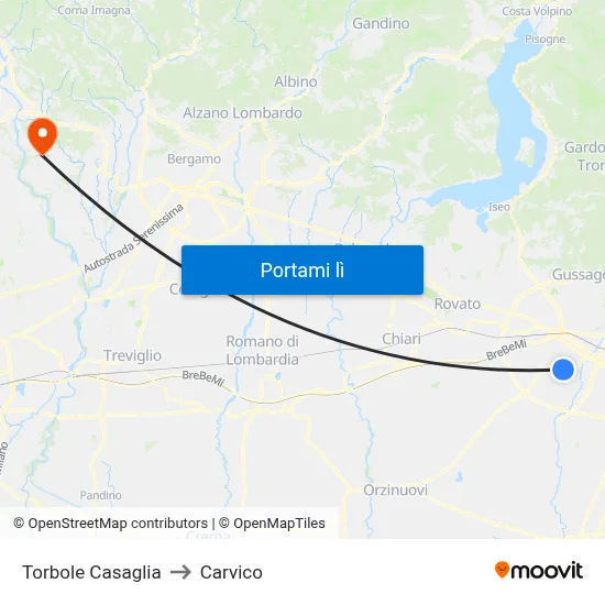 Torbole Casaglia to Carvico map