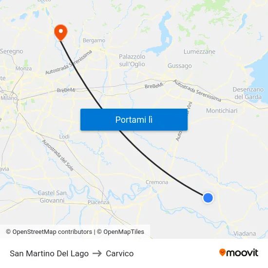 San Martino Del Lago to Carvico map