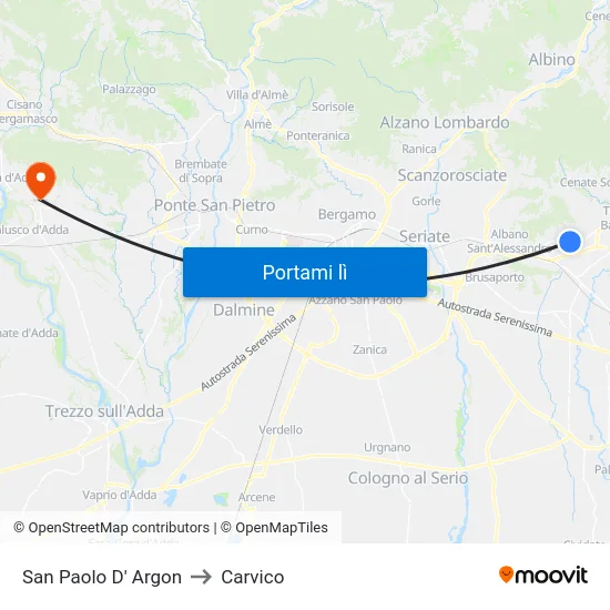San Paolo D' Argon to Carvico map