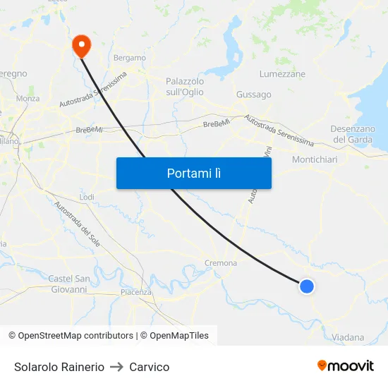 Solarolo Rainerio to Carvico map