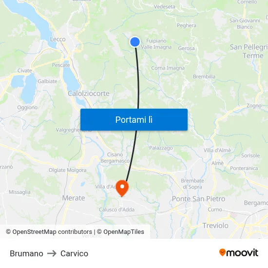 Brumano to Carvico map