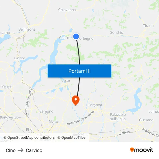 Cino to Carvico map