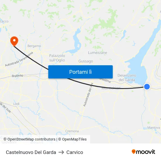 Castelnuovo Del Garda to Carvico map