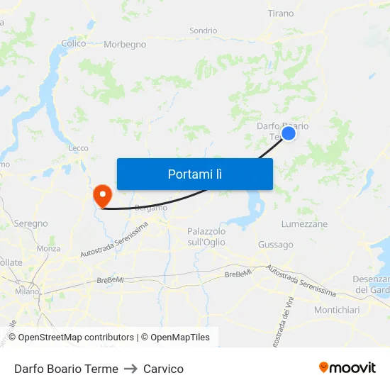 Darfo Boario Terme to Carvico map