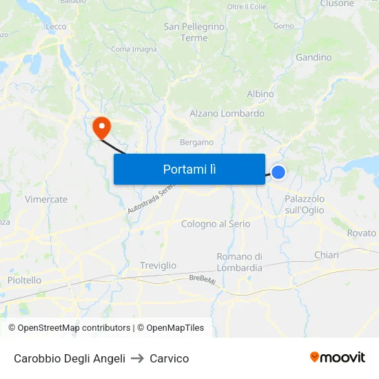 Carobbio Degli Angeli to Carvico map