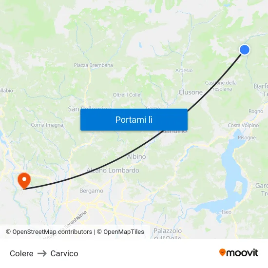 Colere to Carvico map