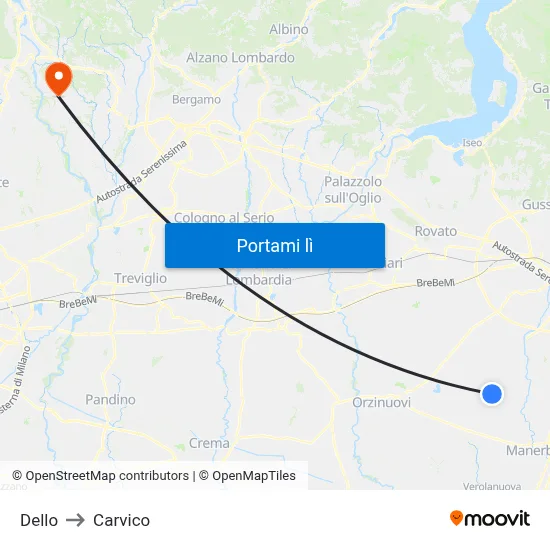 Dello to Carvico map
