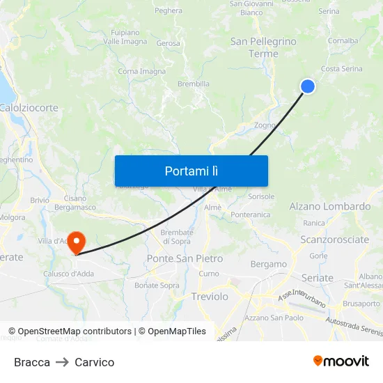 Bracca to Carvico map