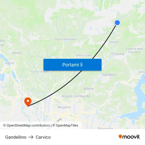Gandellino to Carvico map