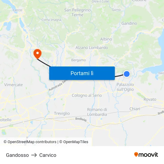 Gandosso to Carvico map