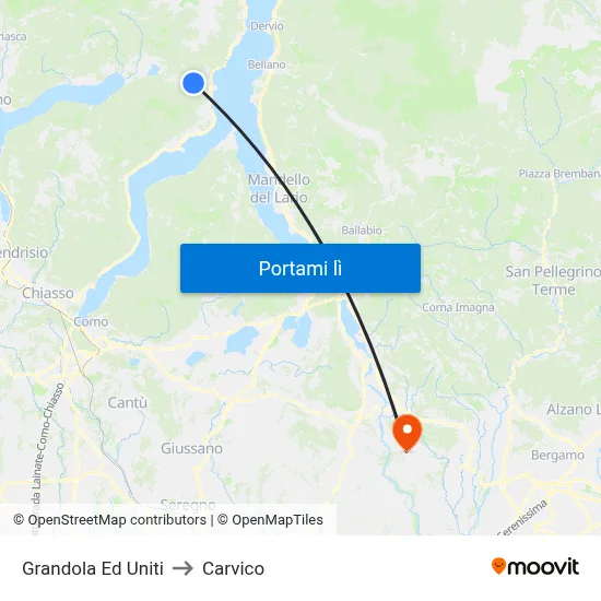 Grandola Ed Uniti to Carvico map