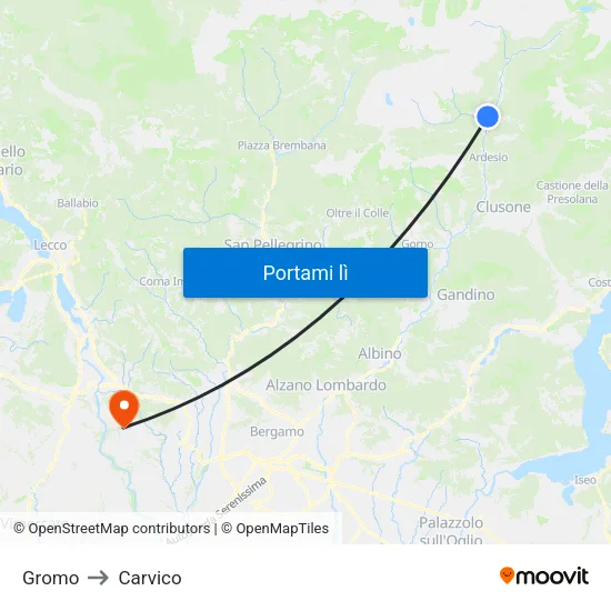 Gromo to Carvico map