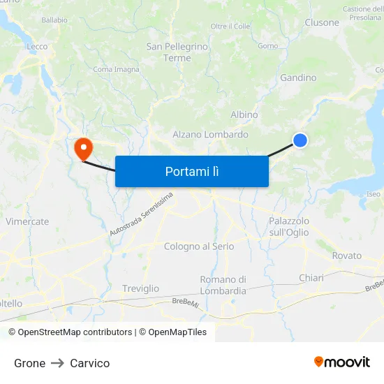 Grone to Carvico map